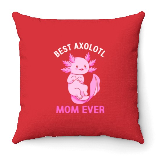 Axolotl Mom Salamander Throw Pillows