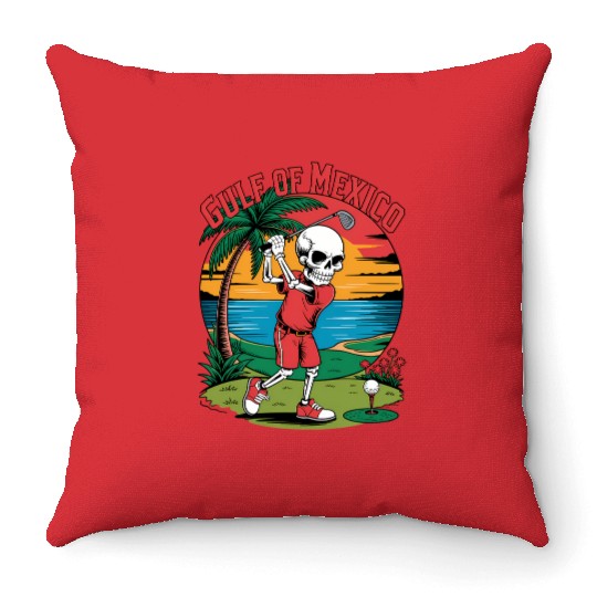 Tropical Skeleton Golf Funny Parody Design Throw Pillows