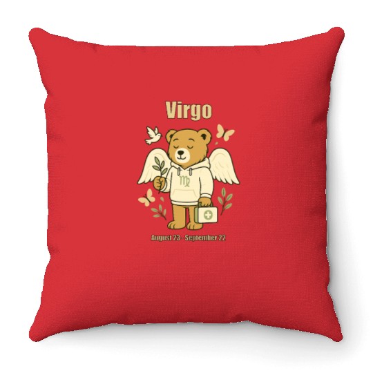 Virgo Bear Throw Pillows