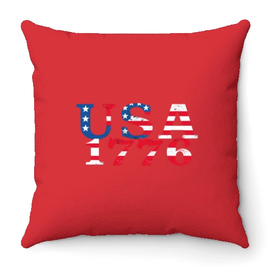 USA Established 1776 Stars Red White Blue Throw Pillows