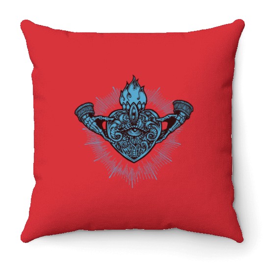 Sacred Heart Claddagh Symbol - Lowbrow Throw Pillows