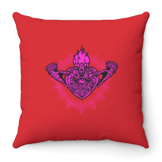 Sacred Heart Claddagh Symbol Pink Throw Pillows