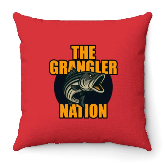 Grangler Nation (Striped Bass) Throw Pillows