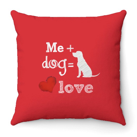 a dog and a red heart love Throw Pillows