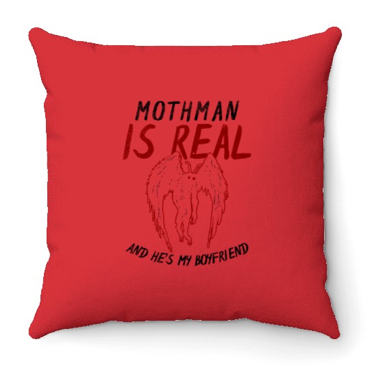 Mothman Is My Boyfriend For Cryptid Lover Throw Pillows
