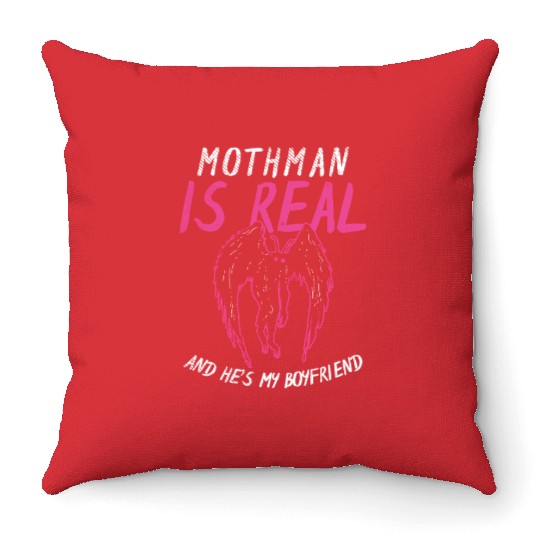 Mothman Is My Boyfriend For Cryptid Lover Throw Pillows