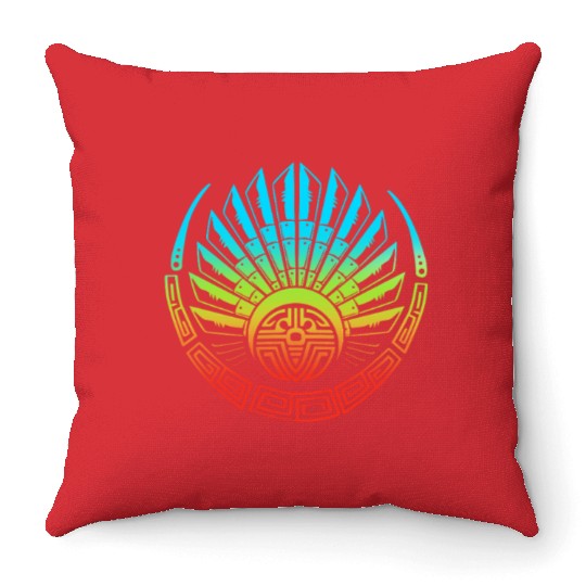 Mayan And Aztec Quetzalcoatl Maya Tribal Throw Pillows