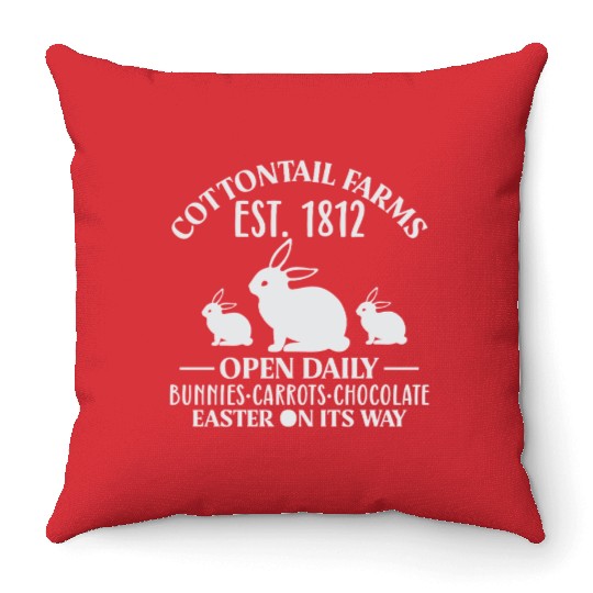 Cottontail Farm Est 1812 Open Daily Bunnies Easter Throw Pillows