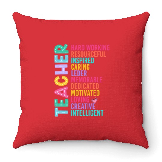 TEACHER APPRECIATION Colourful Inspirational Words Throw Pillows