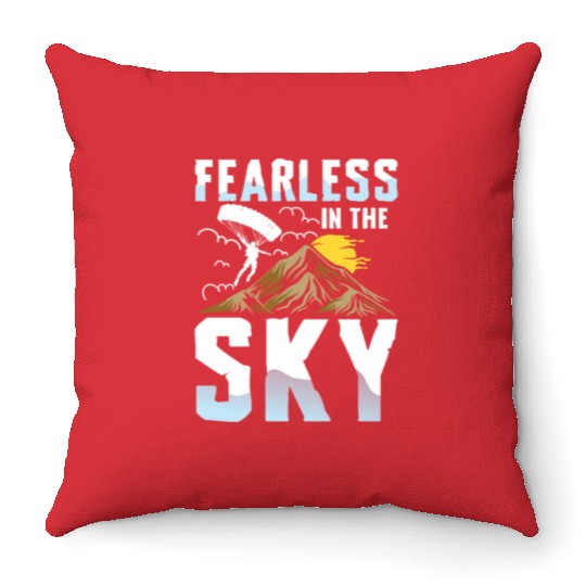 Fearless in the Sky Paragliding Enthusiast Design Throw Pillows