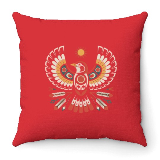 Sparrow Indigenous Indian Tribal Art Native Throw Pillows