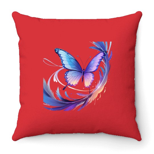Spectrum Wings – Abstract Floral Butterfly Design Throw Pillows