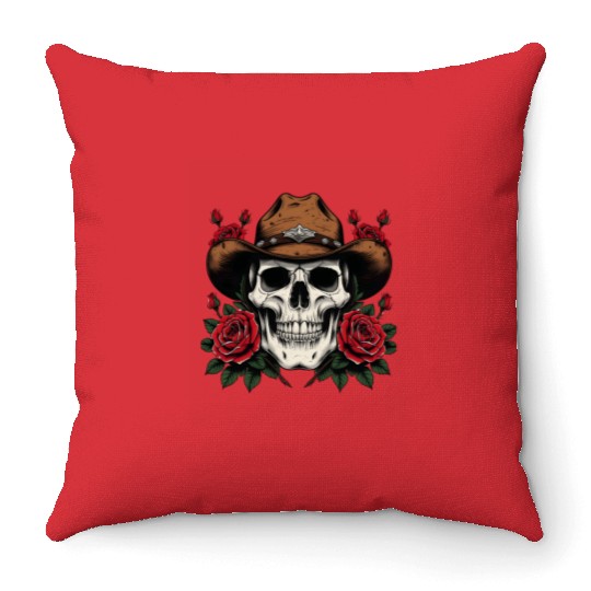 Cowgirl Spirit: Skull & Roses Throw Pillows