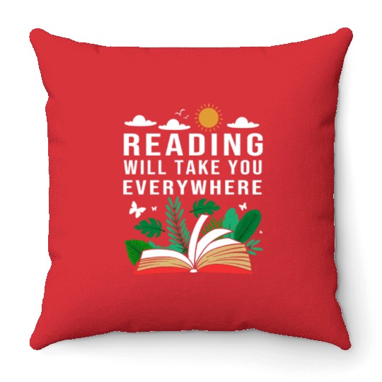 Reading Teacher Librarian Read Book Throw Pillows