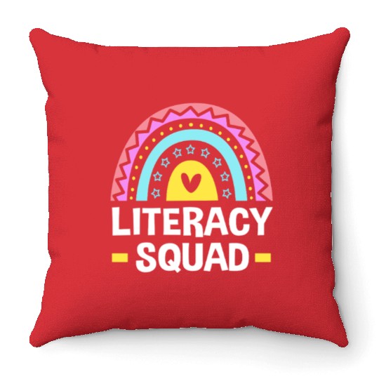 Reading Teacher Book Literacy Squad Throw Pillows