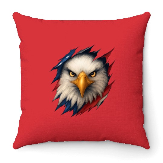 Fierce American Eagle Ripped Design Throw Pillows