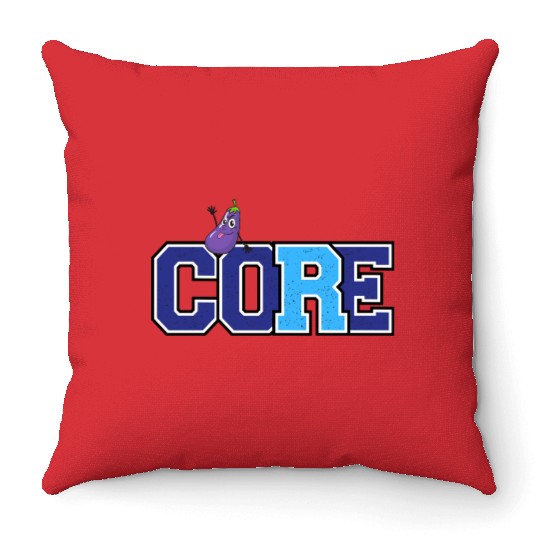 Core and eggplant Throw Pillows