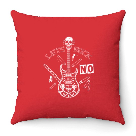 Skull Bone Guitar Punk Throw Pillows