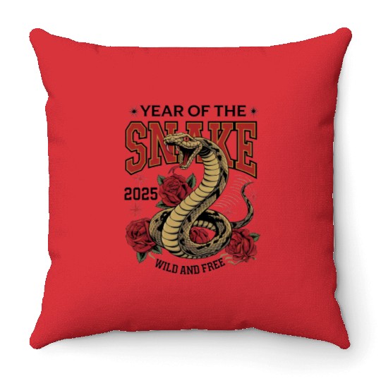 Snake Year of the Snake 2025 Tattoo Design Throw Pillows