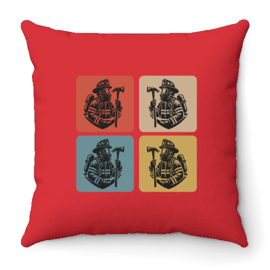 Fire Brigade - Heroes In Action Throw Pillows