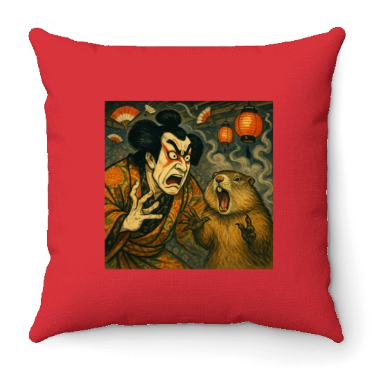 Kabuki Showdown – The Ultimate Scream-Off Throw Pillows
