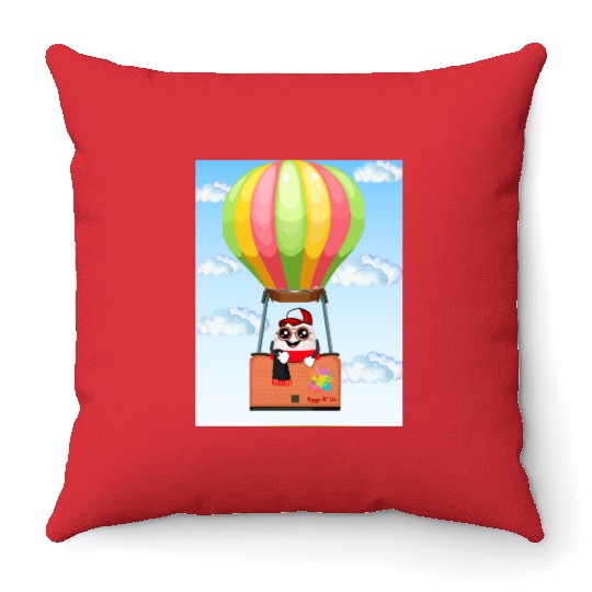 Eggs R Us (Egsy in Hot Air Balloon) Throw Pillows