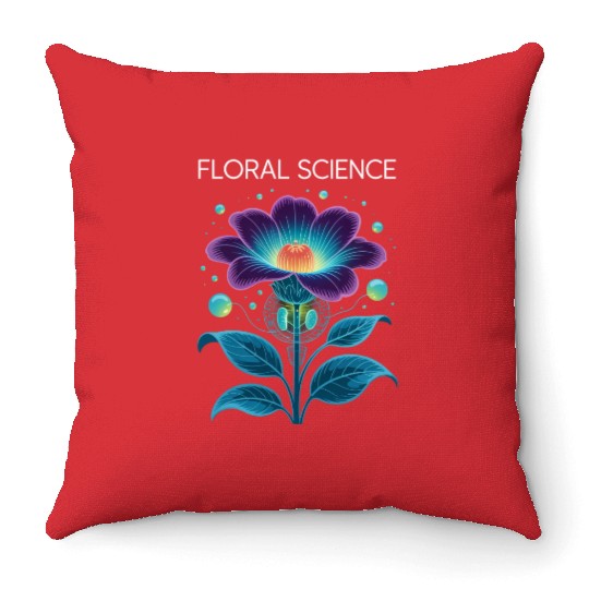 Floral Science Botany and Chemistry Fusion Throw Pillows