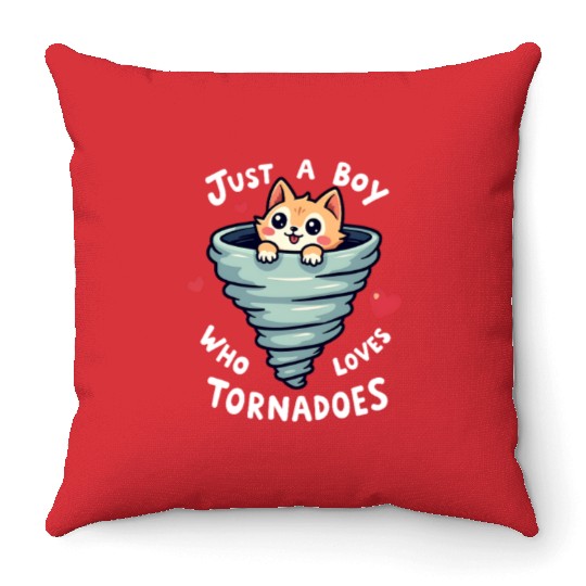 Just A Boy Who Loves Tornadoes Storm Meteorologist Throw Pillows