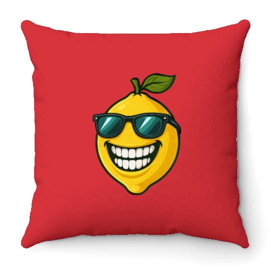Cool lemon sunglasses summer fruit smile Throw Pillows