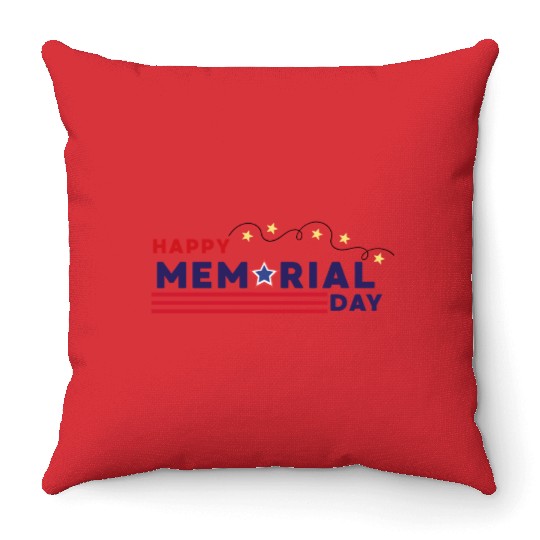 Happy Memorial Day – USA Star & Stripes Design Throw Pillows