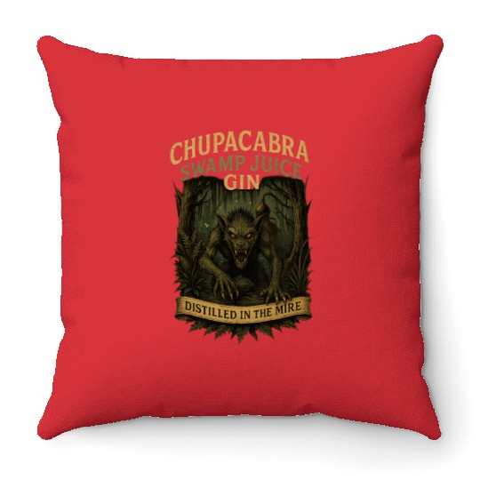 Chupacabra Swamp Juice Gin Throw Pillows