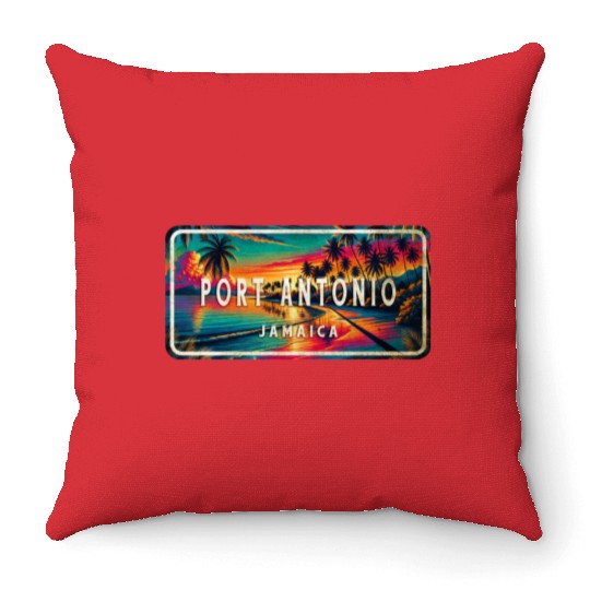 Port Antonio Jamaica - Caribbean Island Paradise Throw Pillows