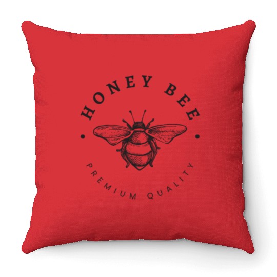 Honey Bee Emblem Throw Pillows