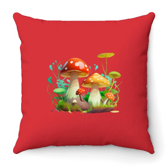 Funky Fungi – Nature’s Neon Wonder Throw Pillows