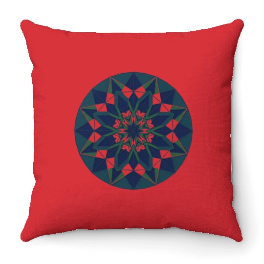 Geometric Mandala in Cool Tones Throw Pillows