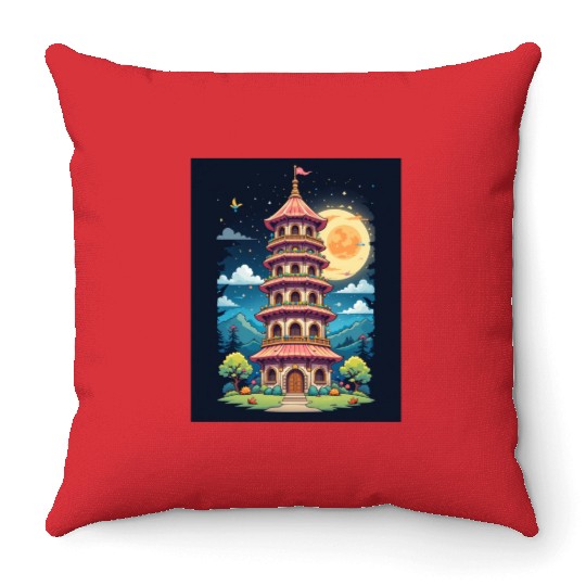 Twilight Temple Glow Throw Pillows