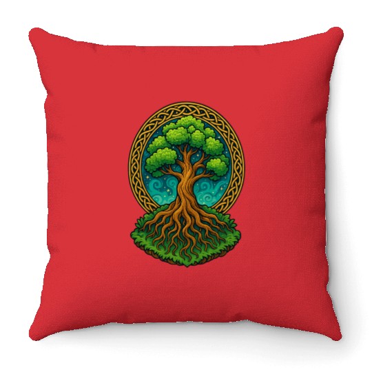 Tree of Life Fantasy Illustration Throw Pillows