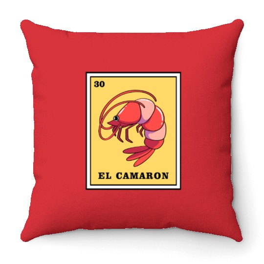 Mexican Lottery Card Game El Camaron Throw Pillows