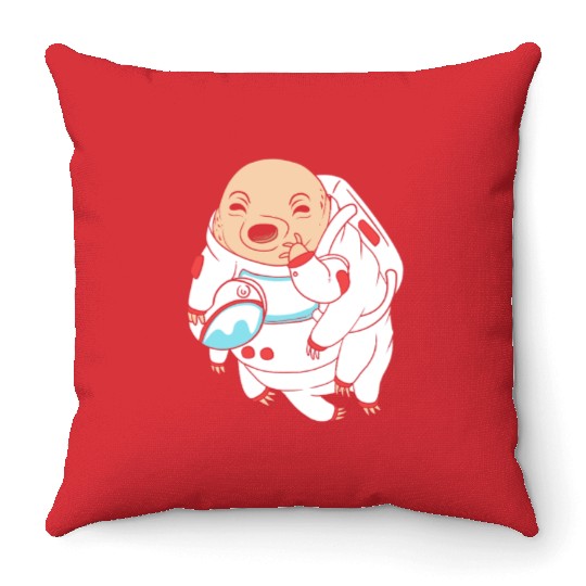 Water Bear Lover Tardigrade Astronaut Throw Pillows