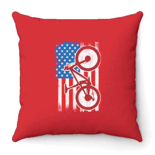 4th of July USA MTB Throw Pillows