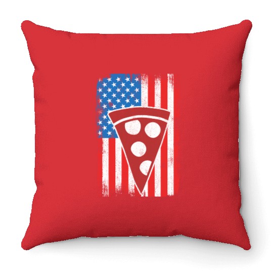 4th Of July US Pizza Throw Pillows