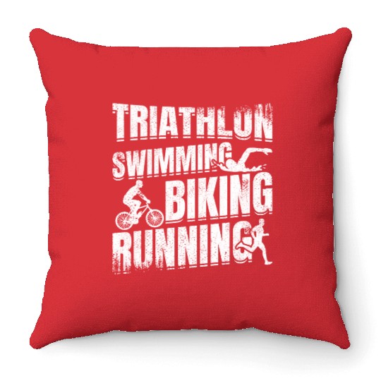 Triathlon Swim Run Cycle Throw Pillows