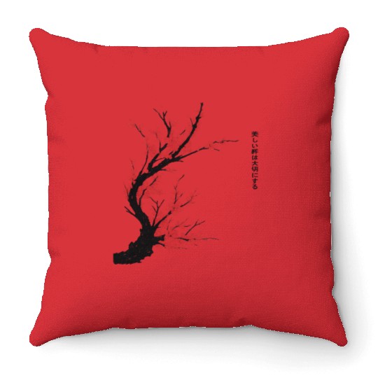 Cherry Blossom Tree – Japanese Sakura Minimalist I Throw Pillows
