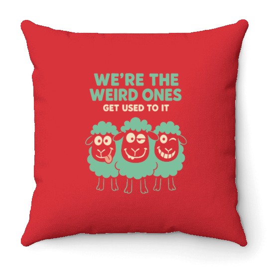 Funny Black Sheep Cousin Quirky Family Outcast Throw Pillows