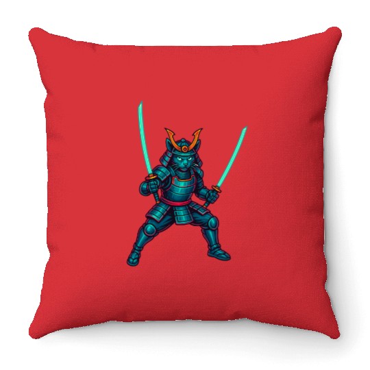 Legendary Samurai Cat – Epic Warrior Design” Throw Pillows