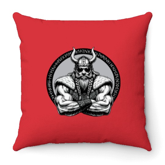 Viking Warrior Man Odin Thor Norman Walhalla Throw Pillows