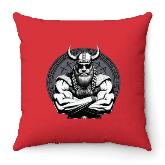Viking Warrior Man Odin Thor Norman Walhalla Throw Pillows