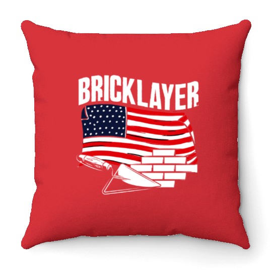 Bricklayer American Pride Craftsmanship Tribute Throw Pillows