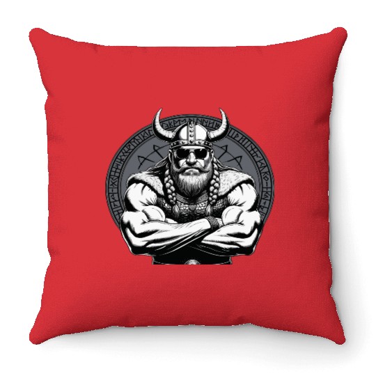 Viking Warrior Man Odin Thor Norman Walhalla Throw Pillows