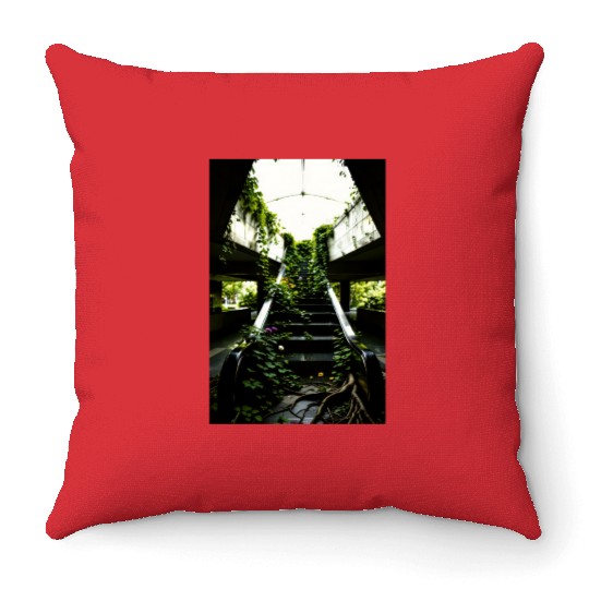Echoes of Growth Nature Reclaims the Halls Throw Pillows